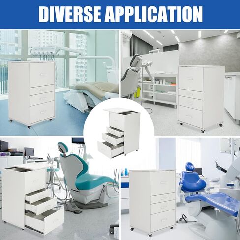 خزانة متنقلة لمساعد طب الأسنان، عربة ألاباما ذات 4 أدراج بمقبض، سهلة السحب والدفع للخلف. in Kuwait