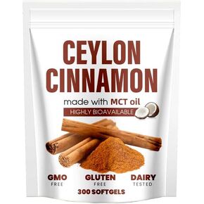 Lirae Ceylon Cinnamon Capsules,300 Softgels Equivalent with Mct Oil,Extra Strength Cinnamon Supplements,Non-GMO, Gluten Free (1) in Saudi Arabia