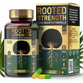 فيتامينات نمو الشعر ذات القوة الجذرية - فيتامينات الشعر للنساء والرجال ذوي البشرة السمراء مع مانع DHT والكولاجين، البيوتين المتقدم لنمو الشعر للنساء، 60 كبسولة، كمية تكفي لمدة شهر واحد، لشعر أكثر سمكًا وأقوى in Kuwait