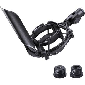 Custom AT2020 Microphone Shock Mount with Metal Pop Filter, Anti-Vibration Suspension Shock Mount Mic Holder Clip Compatible with Audio Technica AT2020 AT2035 AT2020USB ATR2050 AT3035 AT3060 Mic in Kuwait