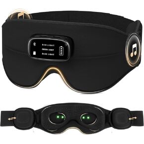 قناع النوم LC-dolida Pro بتقنية البلوتوث مع ضوضاء بيضاء و3 أضواء، سماعات للنوم مع رقاقة ترقية وصوت نقي، تصميم ثلاثي الأبعاد بدون ضغط للنوم الجانبي، قناع العين الناعم المعتم بالكامل، أسود in Kuwait