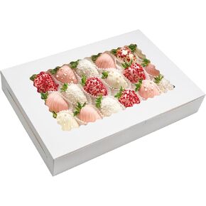 NPLUX 5 Pack Cookie Boxes 16x11x2.5inch Bakery Boxes with Window Treat Boxes for Cookie Packaging Gift Giving Dessert Boxes for Chocolate Covered Strawberries, Donuts, Cocoa Bombs in Kuwait