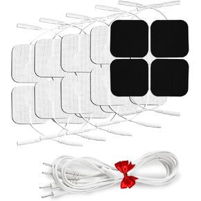 وسادات أقطاب كهربائية لوحدة عشرات (20 قطعة) مع كابل سلك 1/4 مجاني - وسادات بديلة عالمية 2 × 2 لمحفز العضلات TENS EMS - متوافقة مع TENS 7000/3000، AUVON، Belifu، AVCOO، Neocarbon، TENKER in Kuwait