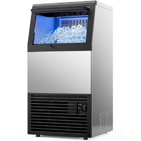 Commercial Ice Maker, 100lbs/24H with 33lbs Ice Storage Under Counter ice Machine, Stainless Steel Freestanding Ice Maker Self-Cleaning for Bar/Cafe/Restaurant in Kuwait
