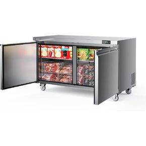 Coolski Commercial Freezer, 27"W Single Door Under Counter Freezer with 7.5 Cu.ft., -13℉to -5℉ Stainless Steel Fan Cooling Worktop Freezer for Restaurant, Bar, Kitchen, Food Truck in Kuwait