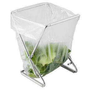 حامل أكياس القمامة من الفولاذ المقاوم للصدأ قابل للطي من WAGENSTEIGER مقاس 13 × 17 سم (5.12 بوصة × 6.69 بوصة) حامل نفايات صغير الحجم لإعداد طعام المطبخ واستخدام سطح المكتب والتخييم | إطار حقيبة سهل الطي وموفر للمساحة in Kuwait