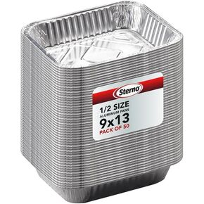 Sterno Aluminum Pans Half Size, 9x13, Disposable Foil Tray for Baking, Roasting, Chafing, & Steming (50pcs) in Kuwait