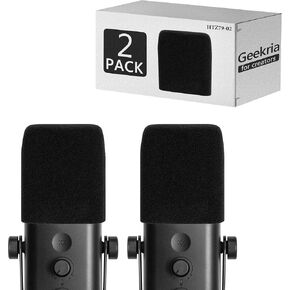 واقي رياح إسفنجي من Geekria for Creators متوافق مع غطاء إسفنجي مضاد للبوب لميكروفون Fifine AmpliGame AM8، وغطاء رياح ميكروفون، وفلتر إسفنجي، وواقي أمامي لميكروفون متجمع (أسود / عبوتين) in Kuwait