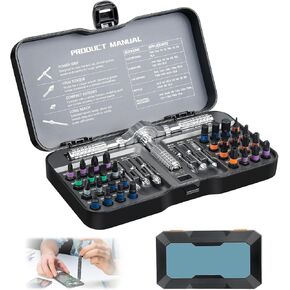 مجموعة مفكات مغناطيسية 42 في 1، مجموعة مفكات براغي مغناطيسية متعددة القطع مع مقبض سقاطة قابل للفصل، مجموعة أدوات إصلاح للدراجات والساعة وجرس الباب الدائري والكمبيوتر والنظارات والأثاث in Kuwait