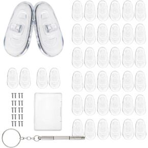 وسادات أنف للنظارات، 20 زوجًا من طقم استبدال وسائد الأنف للنظارات المصنوعة من السيليكون الناعم، 3 في 1 طقم إصلاح النظارات بمفك صغير مع براغي، وسادة أنف مضادة للانزلاق للنظارات والنظارات in Kuwait