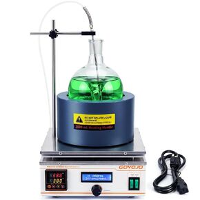 GOYOJO Heating Mantle with Magnetic Stirrer, 1000ml Laboratory Heating Mantle for Round Bottom Flask, 330W, 2450 RPM, Digital Temperature Control up to 380°C, 9999-Min Timer, 110V in Kuwait