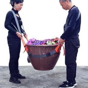 حزام متحرك لأواني زهور الحديقة، أشرطة رفع المناظر الطبيعية، تحريك أواني الزهور الثقيلة، المزارعون، الأشجار، الطبل، الصخور، أداة الوعاء، يصل إلى 500 رطل، رمادي برتقالي، كبير in Kuwait