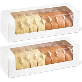 Ocmoiy 24 Pack 12"x 4" x 3.5" Roll Cake Boxes, White Bakery Boxes with Windows, Auto-Popup Pastry Boxes for Pumpkin Rolls, Cupcakes, Donuts, Cookies, Chocolate Covered Strawberries in Kuwait