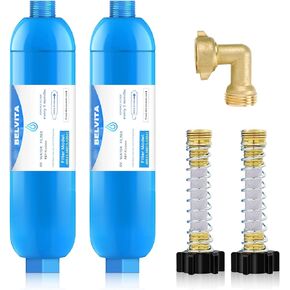 BELVITA RV Inline Water Filter with Solid Brass 90 Degree Hose Elbow, Eliminates Stress and Strain On RV Water Intake Hose Fittings(3 Pack) in Saudi Arabia