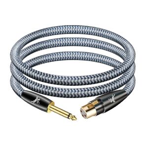 1/4" TS to XLR Female Cable 1M/3.2ft - 24K Gold Plated, OCC Copper, Braided Jacket - Unbalanced Instrument Cable for Guitar/Bass to Mixer/Audio Interface in Kuwait