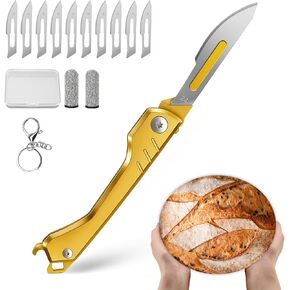 CRUIFU Bread Lame Dough Scoring Tool – Multi-Purpose Scoring Knife, Folding Bread Scorer Tool for Sourdough & Bread Baking with 10 Bread Razor Blades （Gray） in Saudi Arabia