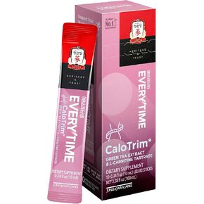 JUNG KWAN JANG Everytime CaloTrim - Intra Workout Herbal Energy Drink Packets with Korean Red Ginseng, L-Carnitine Tartrate & Green Tea - Non-GMO (10 Sticks, 0.34 fl oz) in Kuwait