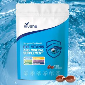 VivoNu 120pcs Lutein Eye Vitamins Supplement for Macular Health and Dry Eye, Contains Lutein, Zinc, Vitamins C/E & Zeaxanthin to Support Eye Health (120pcs) in Kuwait
