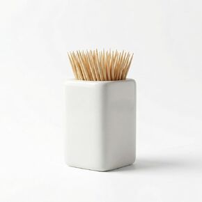 Toothpick Holder White Ceramic Decorative Tooth Pick Mini Dispenser Container for Toothpicks Easy to Clean Simple Elegant Design for Home Kitchen Dining Party in Kuwait