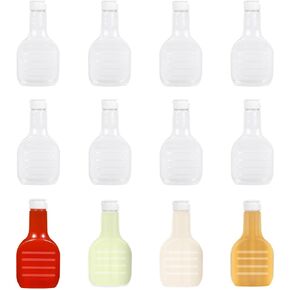 12 Pack 16 oz Clear Plastic Salad Dressing Bottles, Bulk Empty Squeeze Bottles with White Flip Top Caps for BBQ, Condiments, Sauce, Ketchup, Salad Dressing in Kuwait