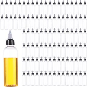 100 Pcs Plastic Squeeze Bottles, 4 oz Clear Hair Oil Applicators with Twist Top Caps, Leak-Proof Empty Condiment Dispensers, Small Refillable Bottles for Liquids, Inks, Paints, Glues in Kuwait