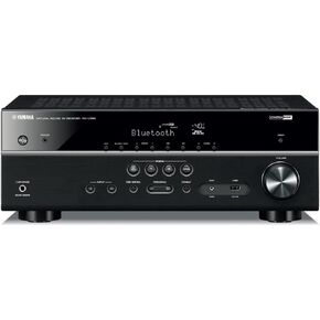YAMAHA RX-V385 5.1-Channel 4K Ultra HD AV Receiver with NS-SW050BL 8" 100W Powered Subwoofer, Black in Kuwait