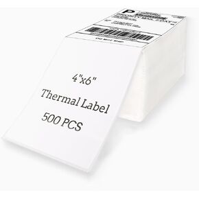 ملصق شحن حراري مباشر Fanfold 4x6 500 ملصق/1 مكدس، ملصقات حرارية بيضاء لطابعة ملصقات الشحن، لاصق مثقوب وقوي، درجة تجارية in Kuwait