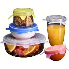 أغطية مطاطية من السيليكون، 6 أحجام، أغطية تخزين طعام قابلة لإعادة الاستخدام للأوعية والفواكه والحاويات (وردي، 6 قطع) in Kuwait