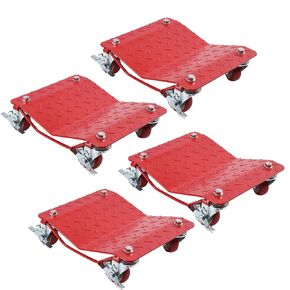 Car Dolly Set of 4, 6000LBS Capacity Wheel Dolly, Heavy Duty Tire Cart Moving Cars with 360° Rotational Wheel, Red in Saudi Arabia