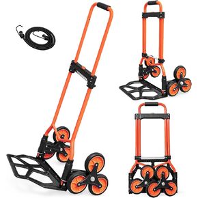 دوللي لتسلق السلالم بسعة 360 رطل، شاحنة يدوية لتسلق السلالم شديدة التحمل، عربة تسلق سلالم قابلة للطي بعجلات 4.2 بوصة وحبلين مرنين للمنزل أو العبوة أو المكتب أو التسوق in Kuwait