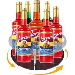 منظم شراب القهوة الدوار الكبير 7 زجاجات شراب للسطح، حامل زجاجة شراب أكريليك لمحطة بار القهوة، صينية عرض النبيذ القابلة للدوران in Kuwait