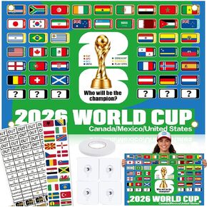 World Cup Schedule Poster Soccer Football Matches 2026 Fixtures World Cup Wall Chart Final Round 48 Team Collection Showcase for Fan Decor Gifts Includes Team Match Progression Stickers and 4 Hooks in Kuwait