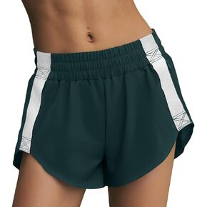 LASLULU Womens Running Shorts Contrast Color Biker Athletic Workout Summer Gym Shorts Quick Dry with Zip Pocket in Kuwait