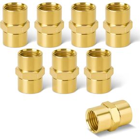 8 PCS Brass Coupling, 1/4 NPT Coupler Female to Female Hex Head Pipe Fitting, Compressor Connector 1/4 FNPT to 1/4 FNPT Coupler, Air Hose Adapter Brass Fittings in Kuwait