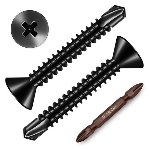 (400pcs) #10 x 5/8" for Sheet Metal Self Tapping Screws, 410 Stainless Steel Black Oxide, Flat Head Truss Quick Tapping Self-Drilling Screws by Mywish in Saudi Arabia