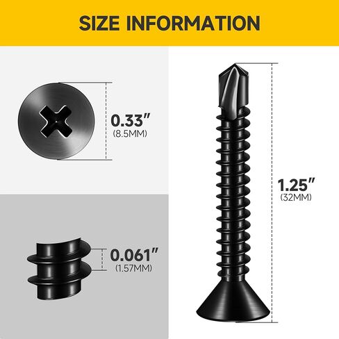 (400pcs) #10 x 5/8" for Sheet Metal Self Tapping Screws, 410 Stainless Steel Black Oxide, Flat Head Truss Quick Tapping Self-Drilling Screws by Mywish in Saudi Arabia