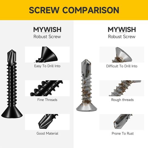 (400pcs) #10 x 5/8" for Sheet Metal Self Tapping Screws, 410 Stainless Steel Black Oxide, Flat Head Truss Quick Tapping Self-Drilling Screws by Mywish in Saudi Arabia