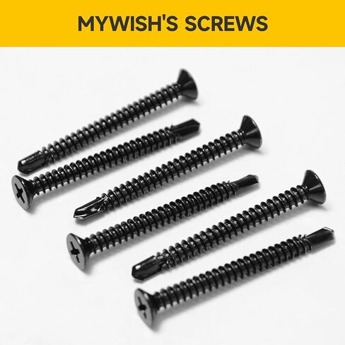 (400pcs) #10 x 5/8" for Sheet Metal Self Tapping Screws, 410 Stainless Steel Black Oxide, Flat Head Truss Quick Tapping Self-Drilling Screws by Mywish in Saudi Arabia