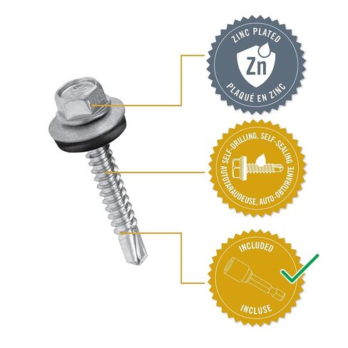 Nuvo Iron - #12 x 1 1/2", Hex Washer Head Self-Drilling Screws, Self-Sealing Bond Zinc Plated 1Lb. Box in Saudi Arabia