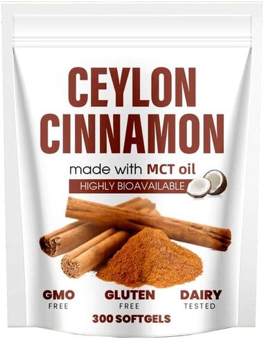 Lirae Ceylon Cinnamon Capsules,300 Softgels Equivalent with Mct Oil,Extra Strength Cinnamon Supplements,Non-GMO, Gluten Free (1) in Saudi Arabia