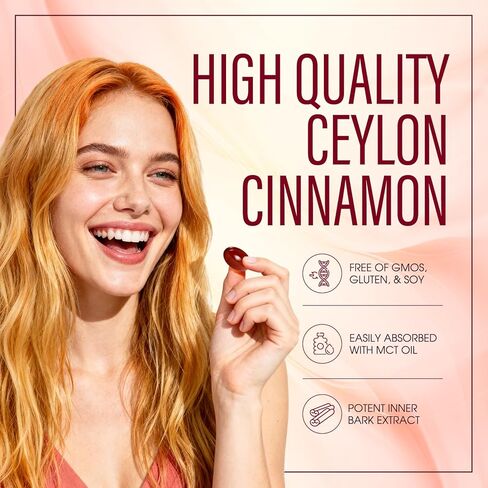 Lirae Ceylon Cinnamon Capsules,300 Softgels Equivalent with Mct Oil,Extra Strength Cinnamon Supplements,Non-GMO, Gluten Free (1) in Saudi Arabia