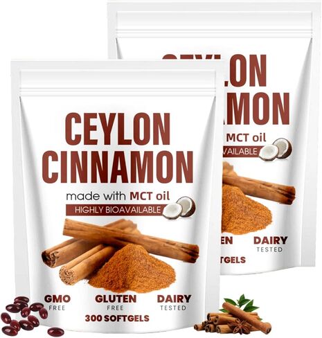 Ceylon Cinnamon Softgels with MCT Oil | Soft Gel 7200mg | Herbal Extract | Non-GMO, Gluten Free | 300 Softgels (1) in Saudi Arabia