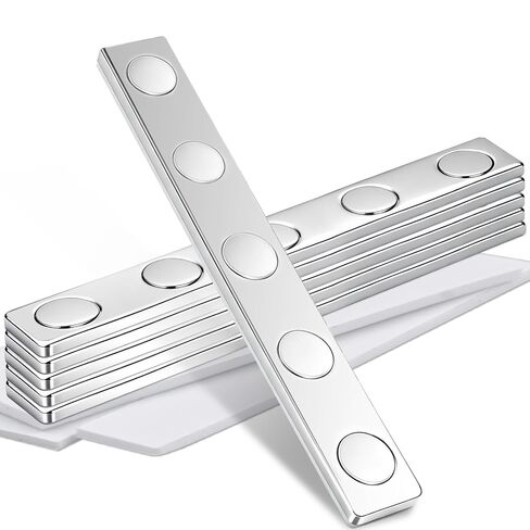 مغناطيسات النيوديميوم الأرضية النادرة القوية من MAGXCENE، 6 قطع مغناطيس قوي غير قابل للكسر، شريط مغناطيسي شديد التحمل ذاتي اللصق لتخزين الأدوات والمكتب والمطبخ والمنزل، 2.3 بوصة × 0.4 بوصة × 0.08 بوصة in Kuwait