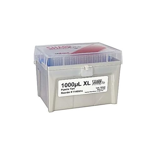 4340N00-120LF أطراف Sharp Elite منخفضة الاحتفاظ، كبيرة الحجم، شفافة، متدرجة، XL، سعة 1000 ميكرولتر، عبوة من 10000 قطعة in Kuwait