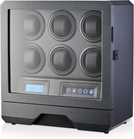 Leader WATCH WINDERS 6 Watch Winder with LED Light, LCD Display and Storage Drawer (Black, Unisex Adults, Modern Style, Automatic Watches) in Kuwait