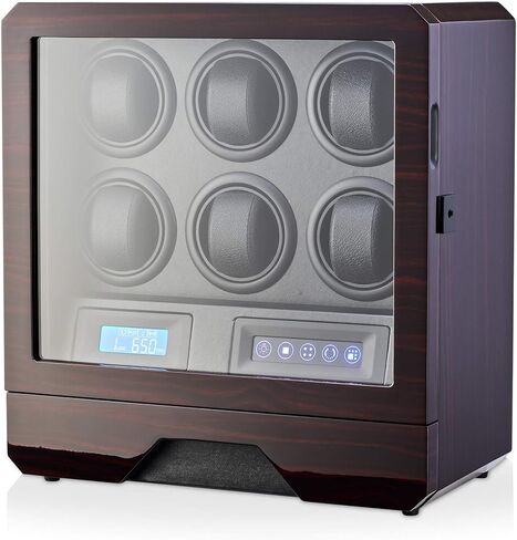 Leader WATCH WINDERS 6 Watch Winder with LED Light, LCD Display and Storage Drawer (Black, Unisex Adults, Modern Style, Automatic Watches) in Kuwait