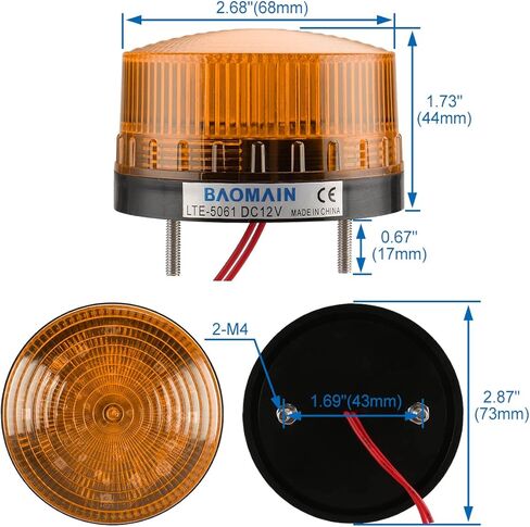Baomain الصناعية إشارة مستديرة الأزرق تحذير ضوء ستروب مصباح تحذير LED-3071 تيار مستمر 24 فولت 3 واط in Kuwait