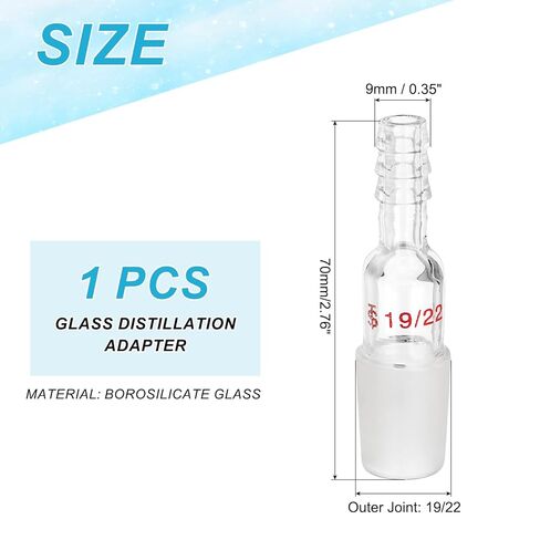 PATIKIL Glass Distillation Adapter, 1 Pcs 19/22 Borosilicate Glass Outer Joint Part for Laboratory Distillation Equipment Supply, 9mm / 0.35" in Saudi Arabia
