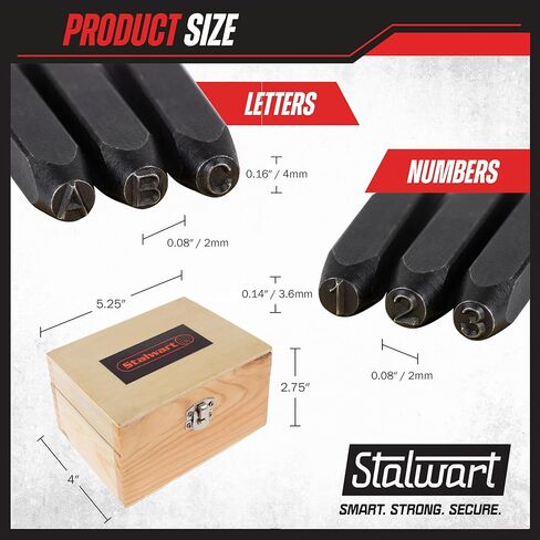 Stalwart - 75-ST6040 Letter and Number Steel Punch Stamp Set, 36 Piece Stamping Punch and Die Wood Storage Case By (For Metal Keys Crafts Leather and More) in Kuwait