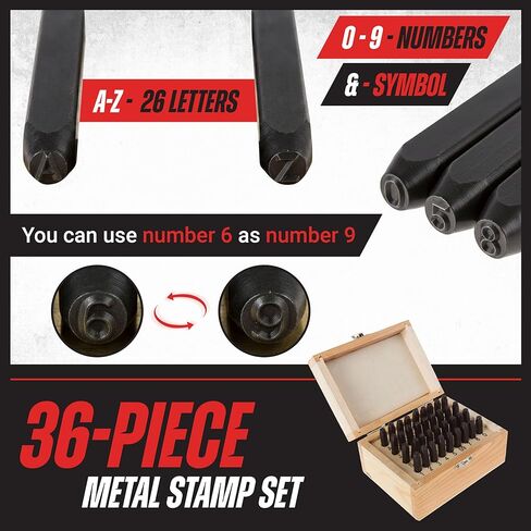 Stalwart - 75-ST6040 Letter and Number Steel Punch Stamp Set, 36 Piece Stamping Punch and Die Wood Storage Case By (For Metal Keys Crafts Leather and More) in Kuwait